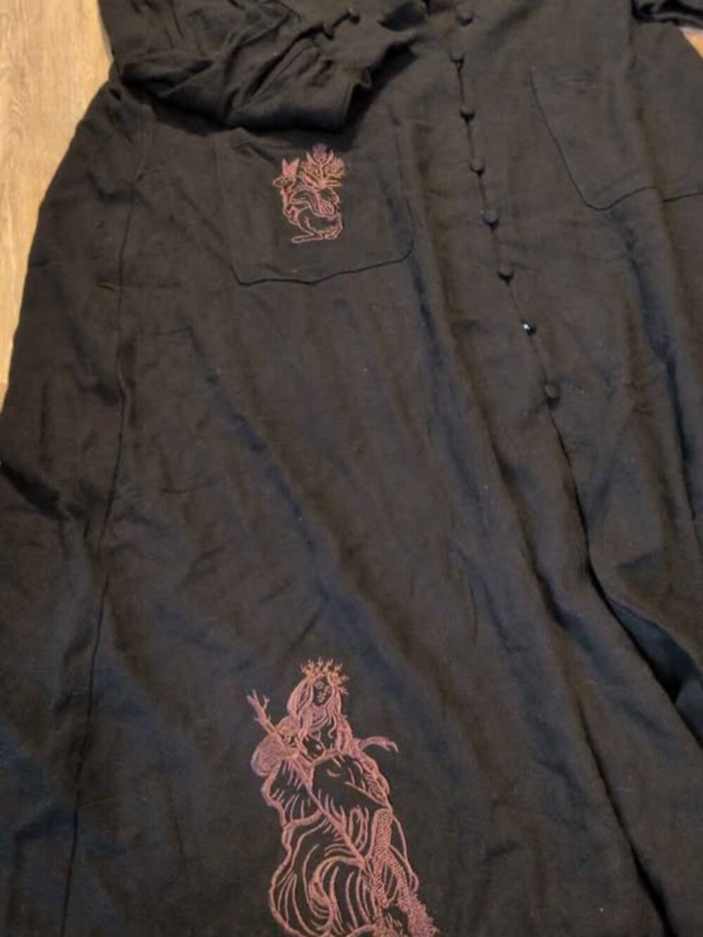 disturbia hexborn linen blend baby yaga embroidered midi dress size us 12 new - Picture 5 of 6